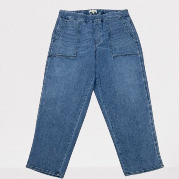 Madewell Pull On Relaxed Jeans In Bellview Wash Size XL - Picture 3 of 10